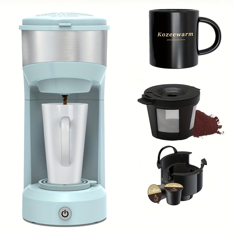 3-in-1 Coffee Machine Single Serve Brewer for K-Cup Pods Ground Coffee and Tea Compact with Reservoir for Kitchen Office Home Dark Blue Black Blue Red Green