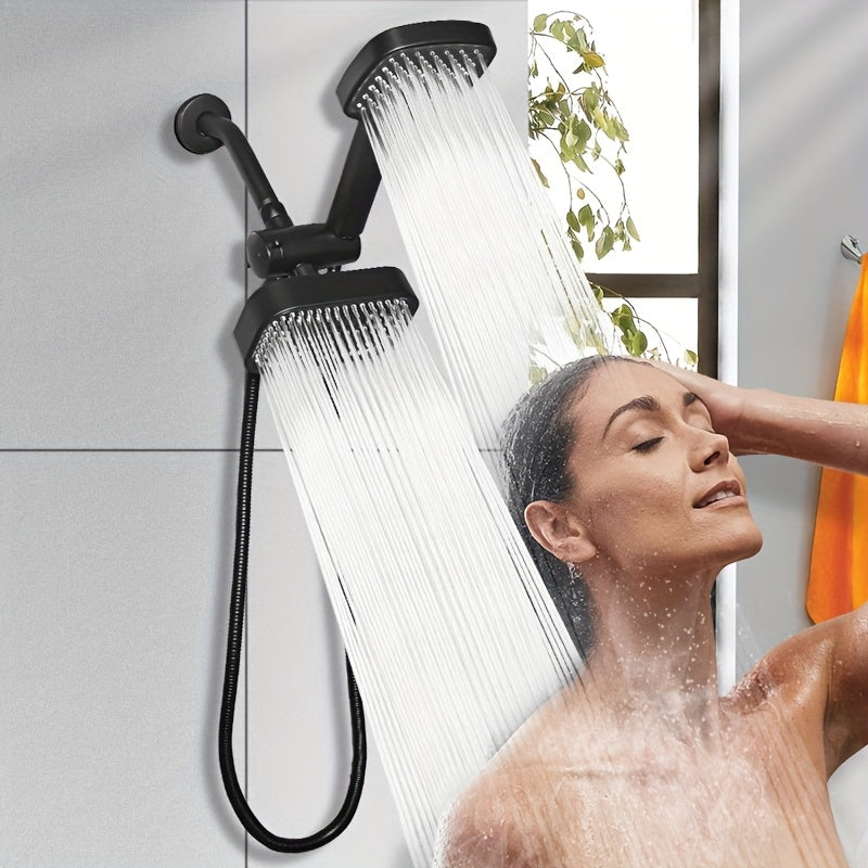 2-in-1 High Pressure Handheld Shower Head Set with Rain Showerhead ¨C Long Hose T-Valve ABS Wall Mount Bathroom Upgrade