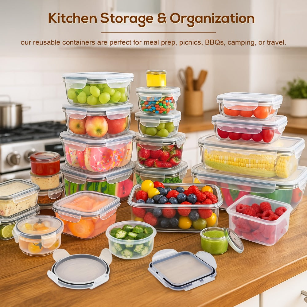 Food Storage Containers with Lids Airtight Plastic Meal Prep Containers Stackable Leak Proof BPA Free for Pantry Kitchen Refrigerator Freezer with Labels