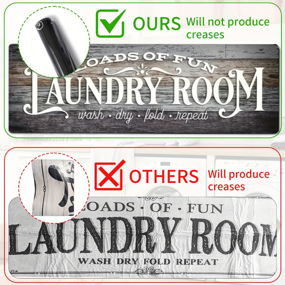 Farmhouse Laundry Room Runner Rug - Non-Slip Washable Retro Kitchen & Bathroom Mat | Anti-Slip Floor Runner for Laundry Room, Kitchen, Bathroom & Entryway | Boho Home Decor Accent Rug Multiple Sizes