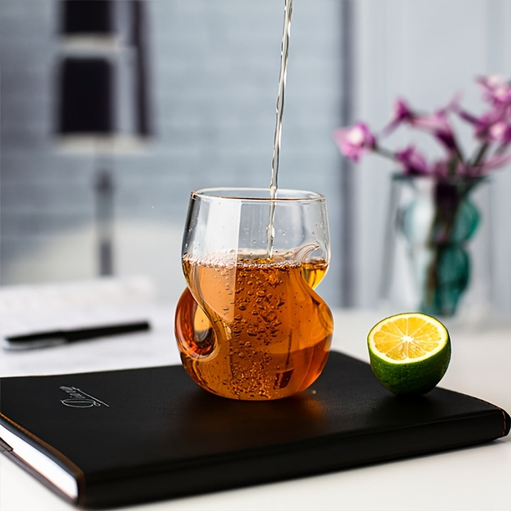 Geometric Twisted Cocktail Glasses 4 or 8 Pack ¨C 400ml Wide Mouth BPA-Free Borosilicate Glass ¨C Festive Drinkware for Whiskey, Beer & Tea ¨C Thanksgiving, Christmas, New Year & Oktoberfest
