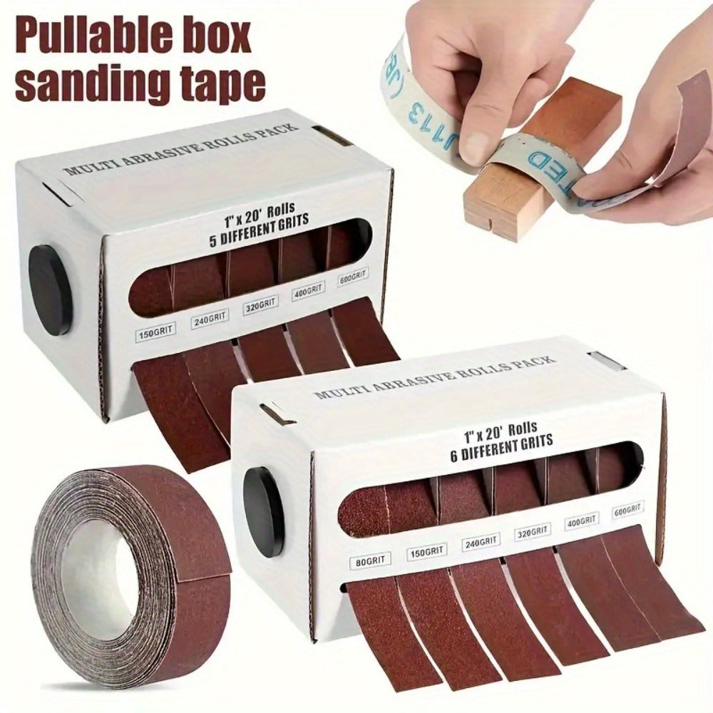Sandpaper Roll with Dispenser, Aluminum Oxide Multi-Grit Emery Cloth 80-600, 4/5/6 Piece Set, 236 Inch for Wood Metal Glass Woodworking Sanding Blocks DIY