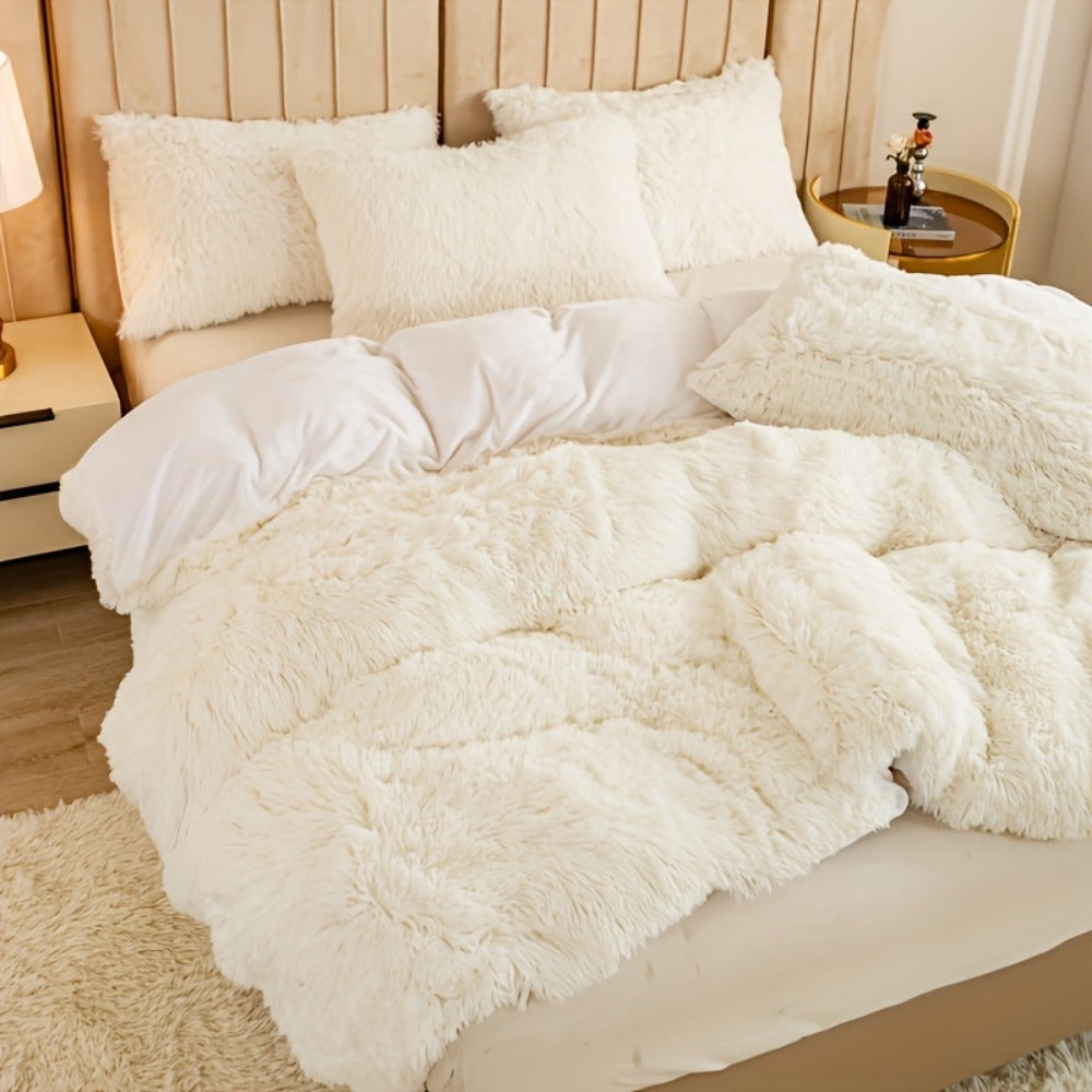 Plush Duvet Cover 100% Polyester Soft Warm Zipper Closure Cozy Bedroom Bedding Twin Full Queen King Solid Tie Dye 14 Colors for Bedroom Guest Room Dorm