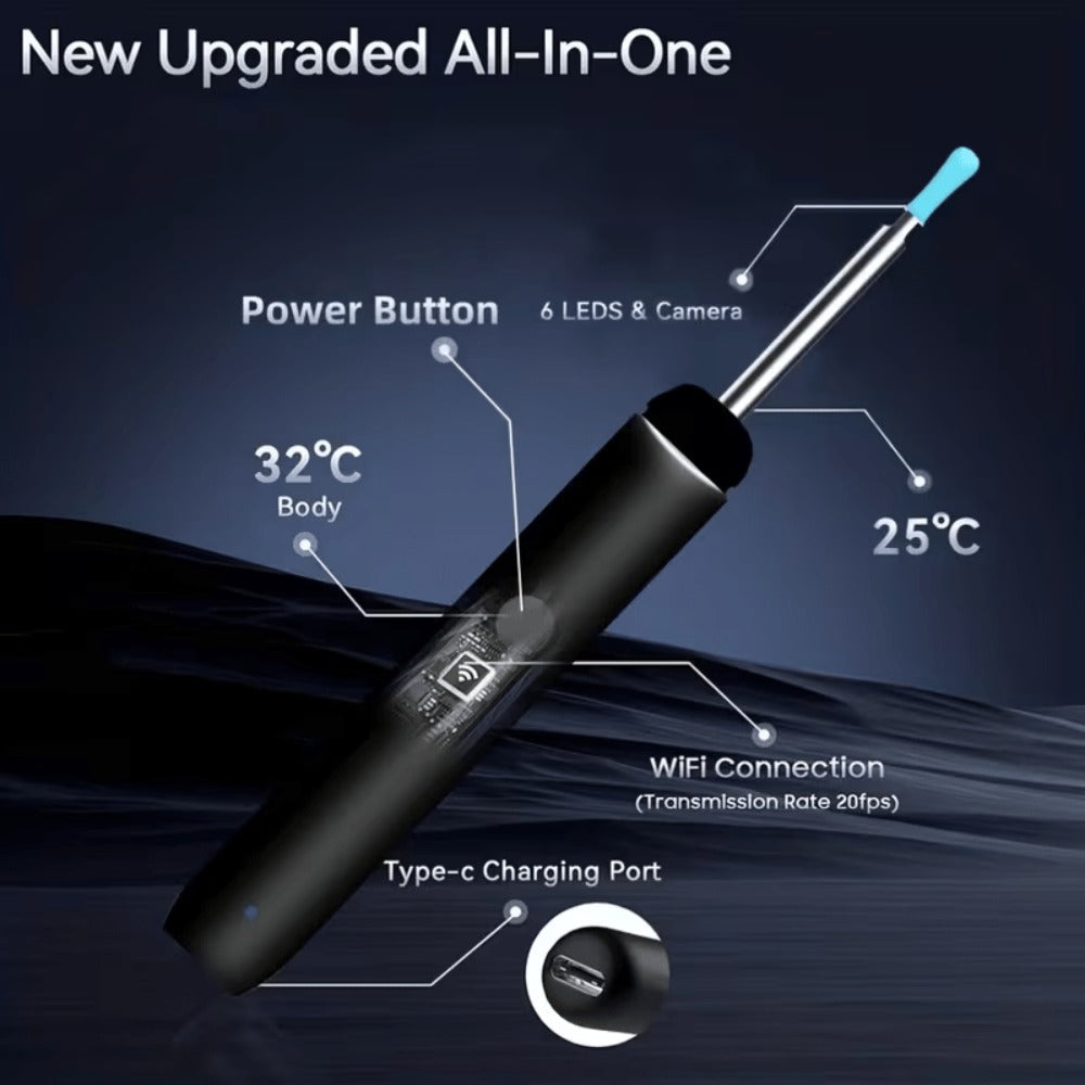 Visual Ear Pick Set 7-Piece Earwax Removal Tool with Camera and Light ¨C Ear Pick Covers Included, Compatible with All Smartphones, Safe Home Ear Cleaning Kit for Adults