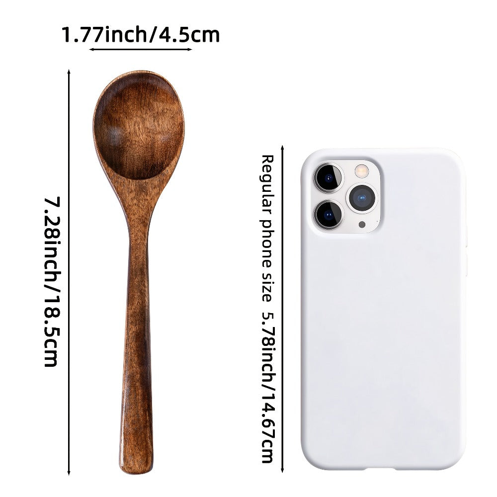 Wooden Spoons for Eating 8pcs ¨C 7.28 Inch Small Wood Teaspoons for Stirring Coffee, Tea, Honey, Cooking & Serving Soup Dessert, Wooden Spoon Set
