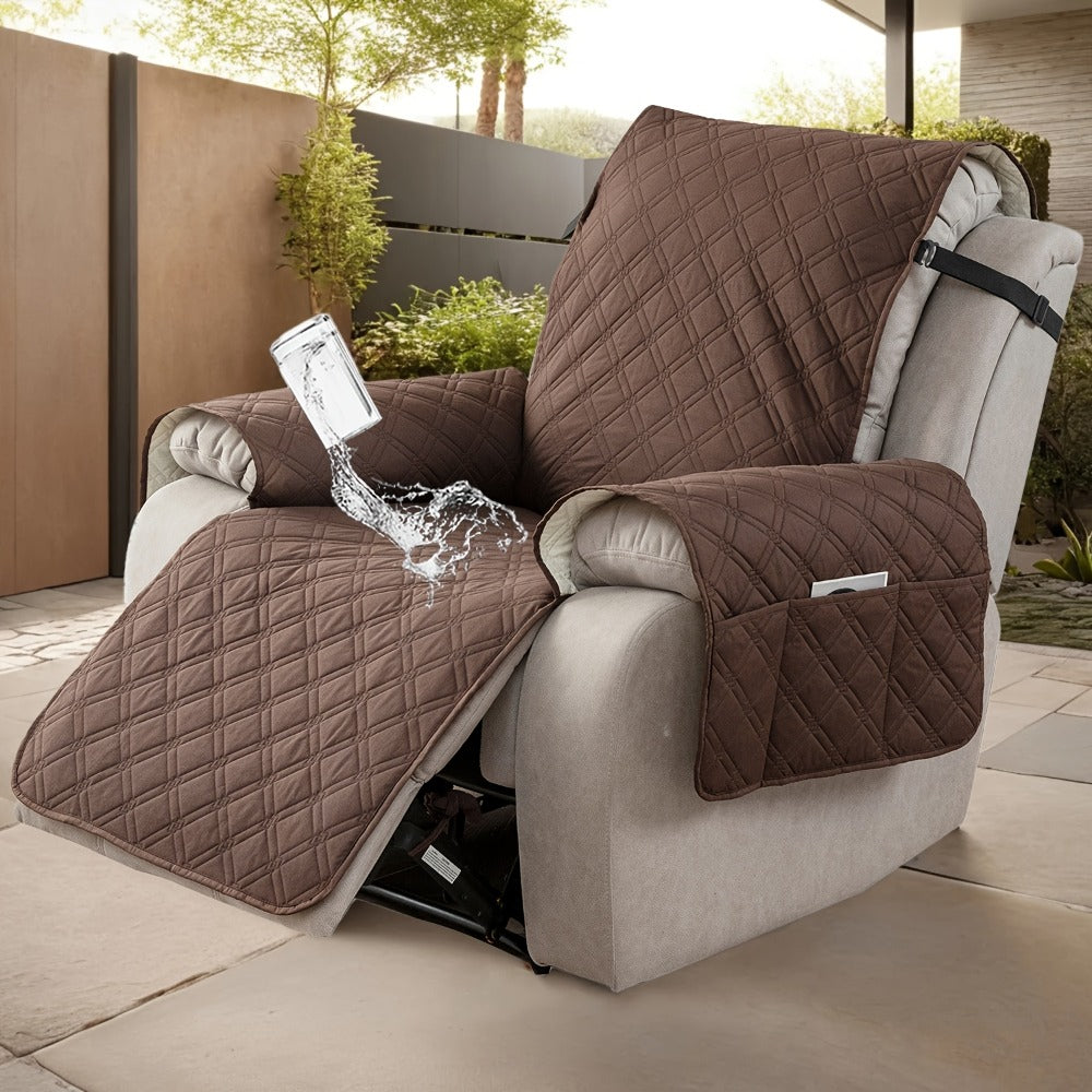 Recliner Chair Cover Waterproof Dual-Layer with Side Pockets Non-Slip Scratch Resistant Machine Washable Pet Protection 11 Colors