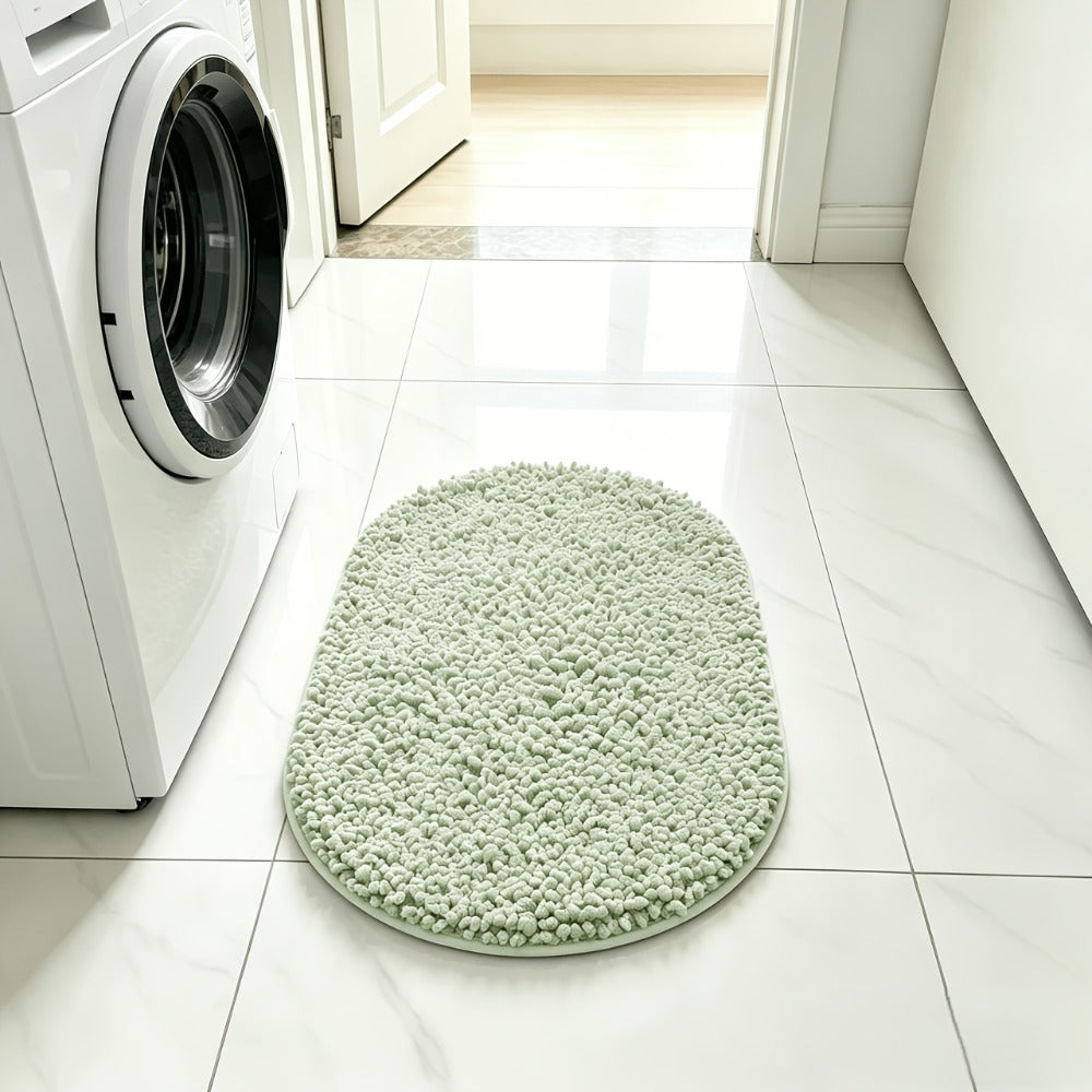 Chenille Bath Mat Non-Slip Super Absorbent Oval Bathroom Rug Soft Plush Carpet for Bathroom Kitchen Bedroom Entryway Indoor Outdoor Pet Dog Mat Machine Washable Multi-Color Multi-Size