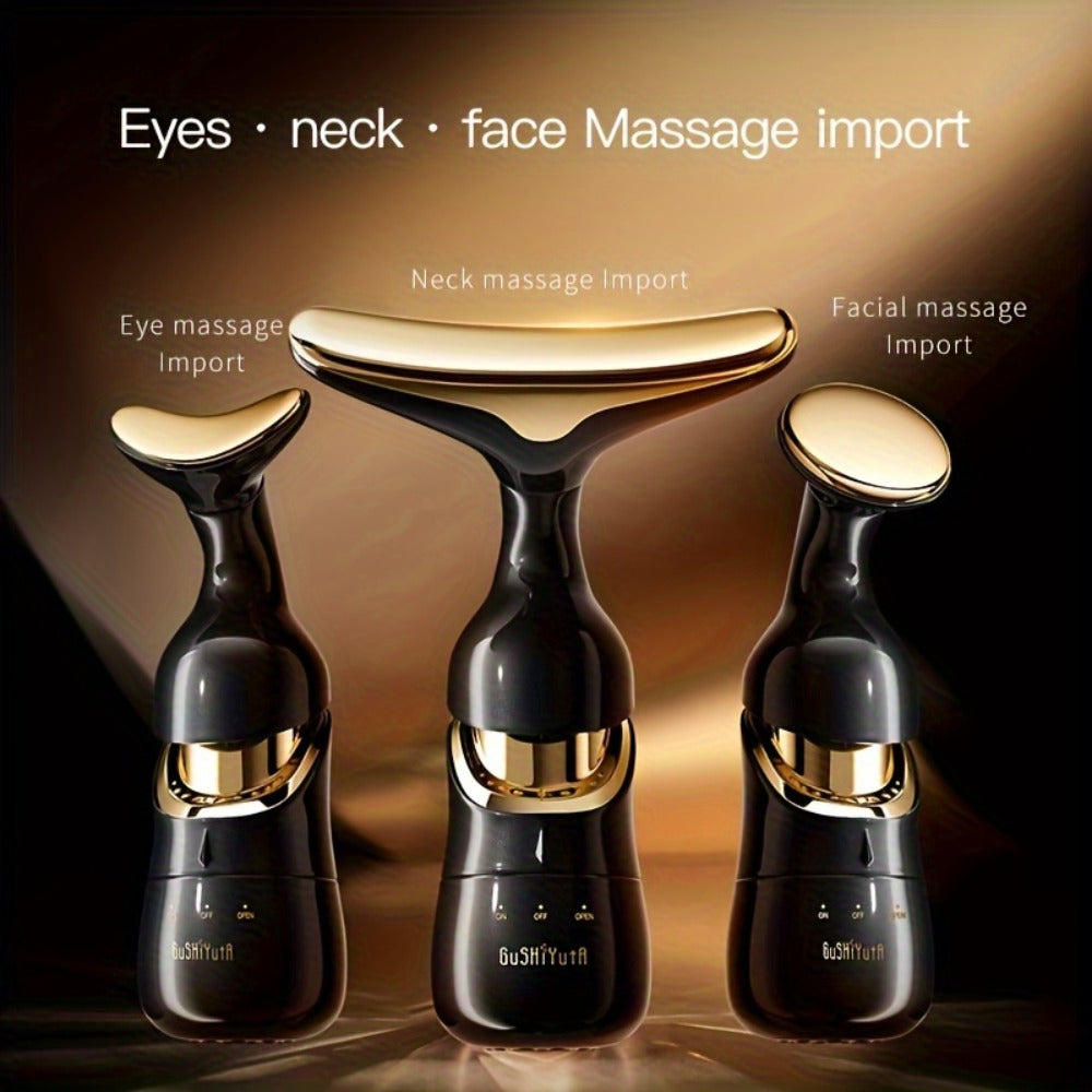 Facial Massager 3-in-1 with Interchangeable Heads for Face Neck Eyes