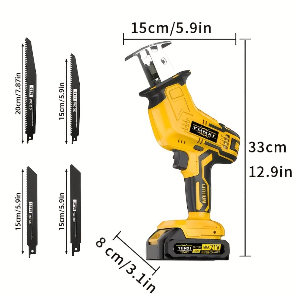Cordless Reciprocating Saw - Electric Reciprocating Saw with Safety Lock, Large Capacity Battery & Charger, Variable Speed for Wood, Metal & Demolition Cutting, DIY Home Renovation Power Tool