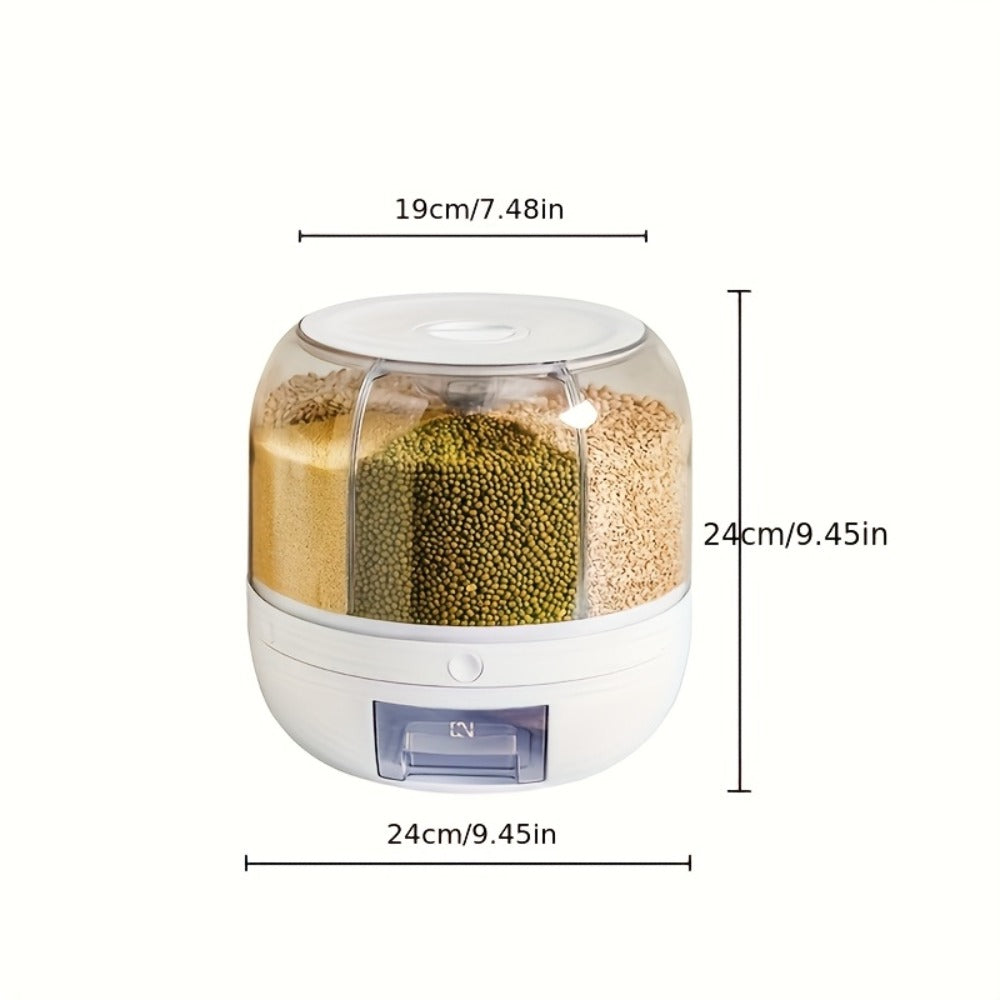 Candy Dispenser Storage Box Large Capacity, Sealed Smart Partition Container for Small Candies, Grain, Flour & Pet Food ¡ª Kids Candy Organizer for Halloween, Christmas & Holiday Gifting | White