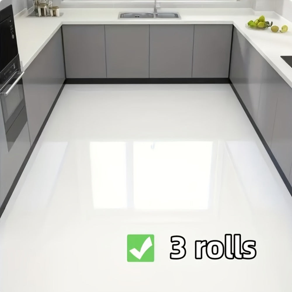 Self-Adhesive Marble Vinyl Floor Wallpaper 3 Rolls 23.62x197.75in - Waterproof Oil-Proof Anti-Slip Wear-Resistant Peel and Stick Floor Tiles for Kitchen Bathroom Living Room Home Renovation Straight Edge