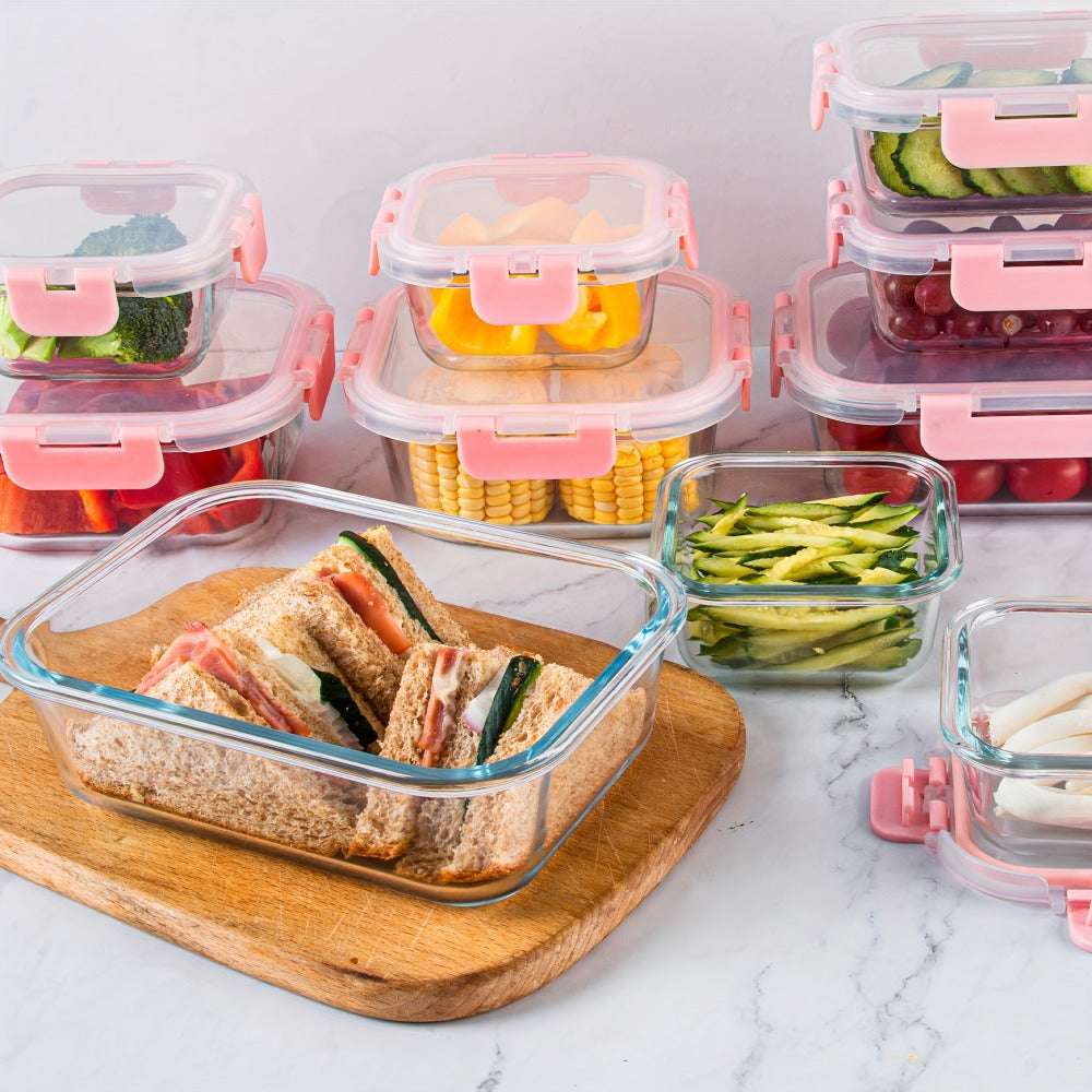 Glass Food Storage Containers with Airtight Lids - Borosilicate Glass Meal Prep Containers Set, Microwave Dishwasher Freezer Safe, BPA Free, Leak Proof Lunch Containers for Kitchen