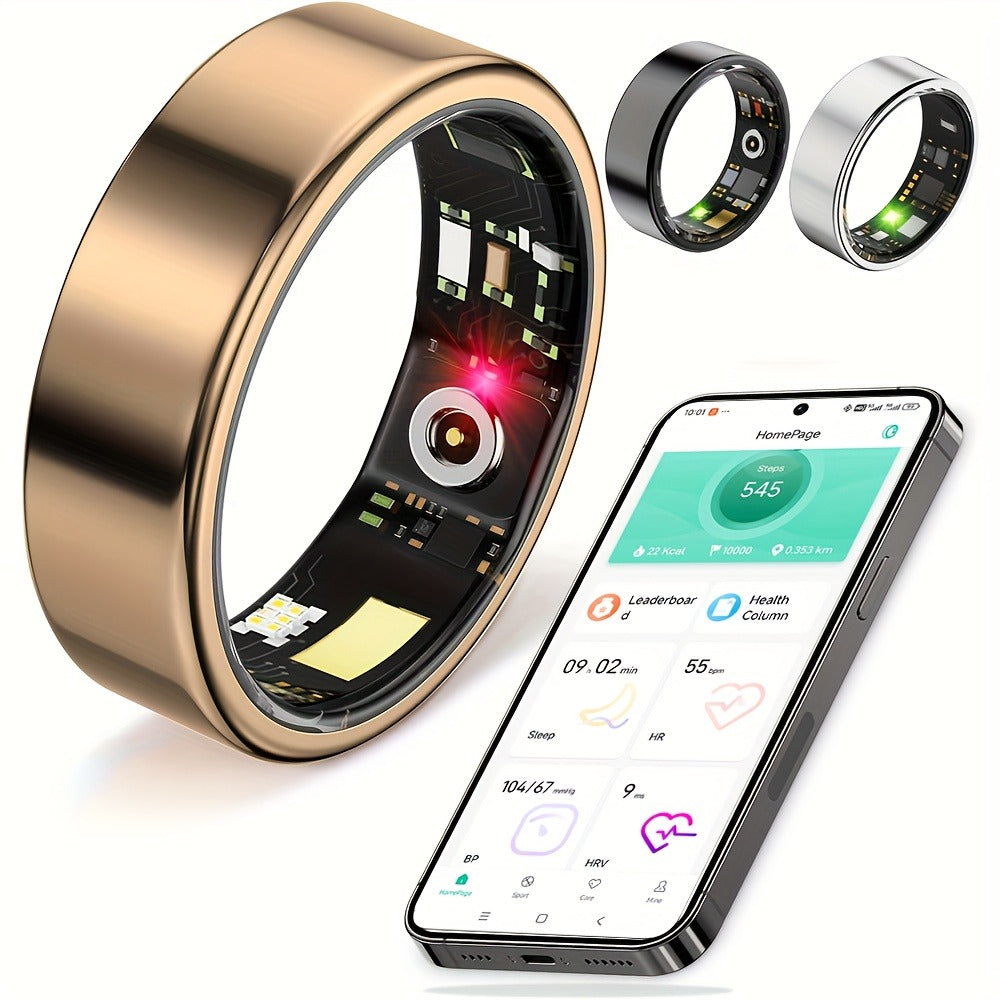 Smart Ring Fitness & Health Tracker for Men & Women ¨C Heart Rate, Sleep, Steps, Calories, Body Temp & HRV Monitoring, IP68 Waterproof, iOS & Android Compatible