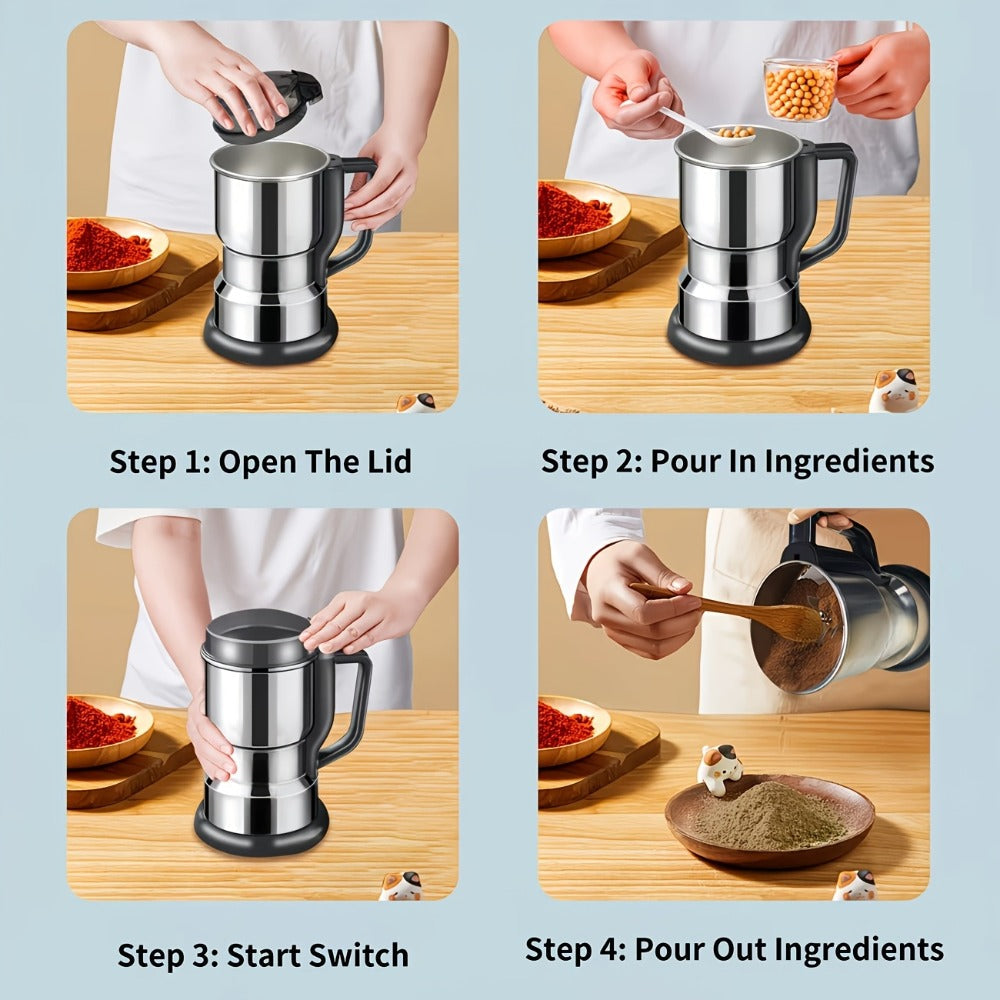 Electric Coffee Grinder 300W 25000RPM ¨C 8-Blade Stainless Steel Spice & Grain Mill for Coffee Beans, Nuts, Spices | Home, Cafe & Camping