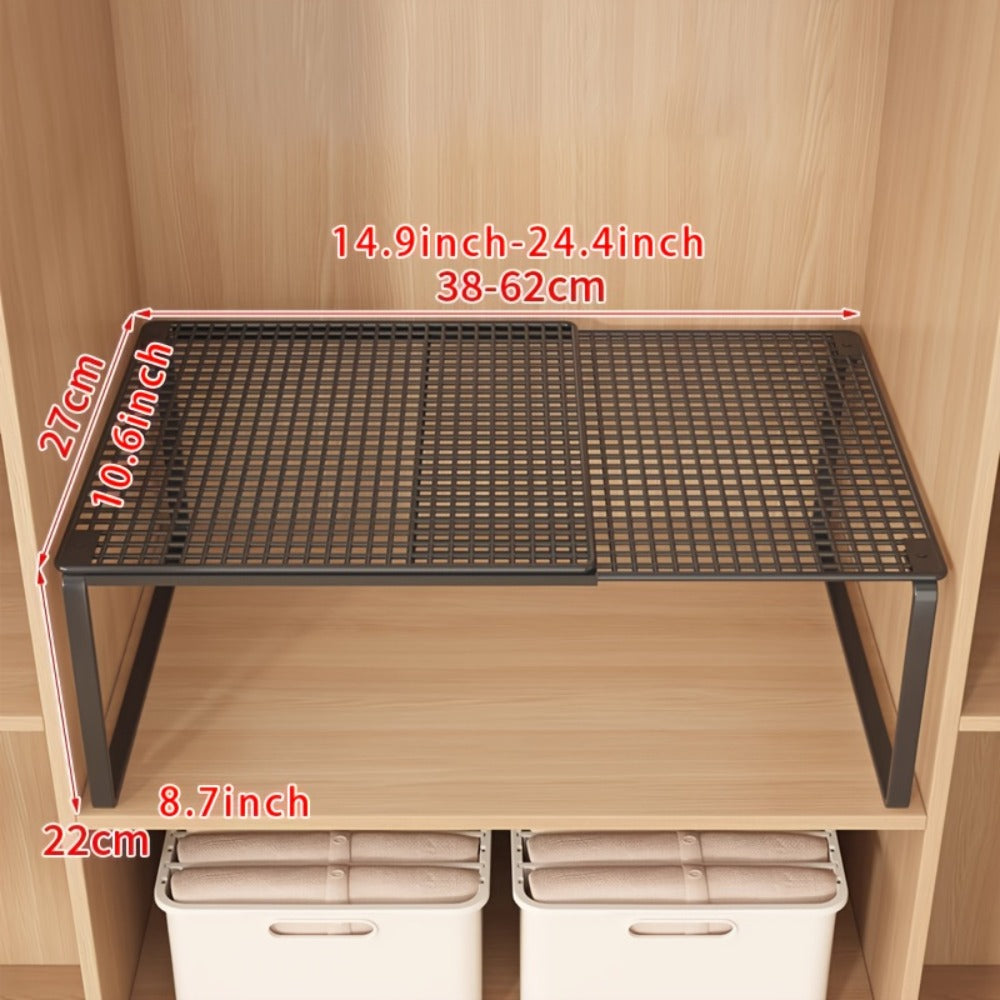 Metal Storage Rack Adjustable Expandable Shelving Unit for Kitchen Bedroom Wardrobe Closet Organization Heavy Duty Stackable Metal Shelf