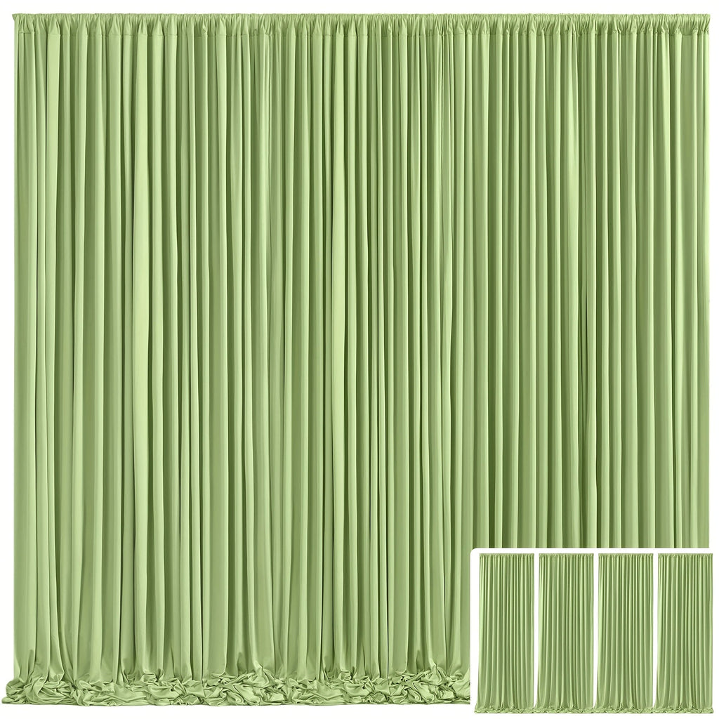 Blackout Backdrop Curtain 4 Pack 5x10 Ft - Heavyweight Nonwoven, Wrinkle-Resistant, Smooth Hanging for Wedding Birthday Baby Shower Party Photography Background Decoration
