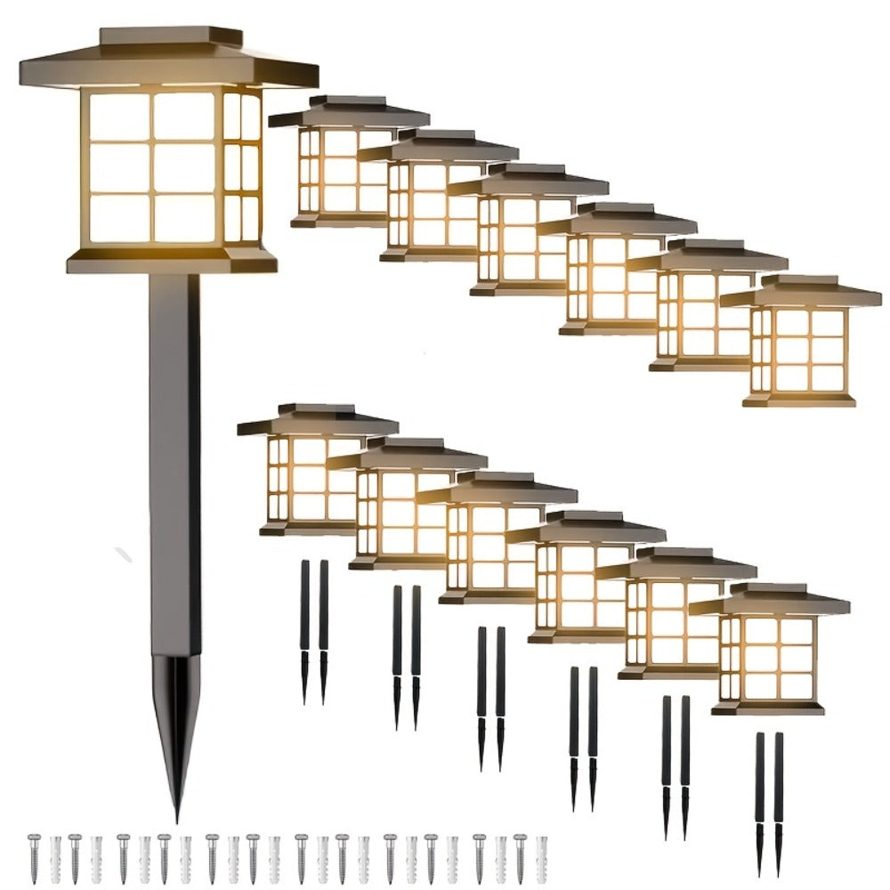Solar Garden Lights Outdoor Waterproof Landscape Pathway Lights Solar Powered LED Stake Lights for Yard Patio Walkway Holiday Decor Warm White Colorful