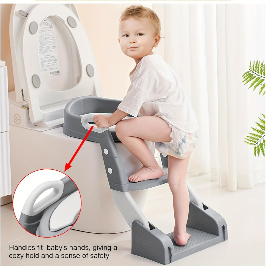 Potty Training Seat with Step Ladder 2-in-1 Toddler Toilet Seat & Stool - Foldable Kids Potty Chair with Splash Guard, Anti-Slip Pads & Handles for Boys Girls