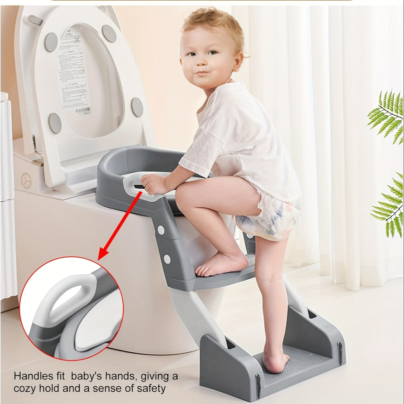 Potty Training Seat with Step Ladder 2-in-1 Toddler Toilet Seat & Stool - Foldable Kids Potty Chair with Splash Guard, Anti-Slip Pads & Handles for Boys Girls
