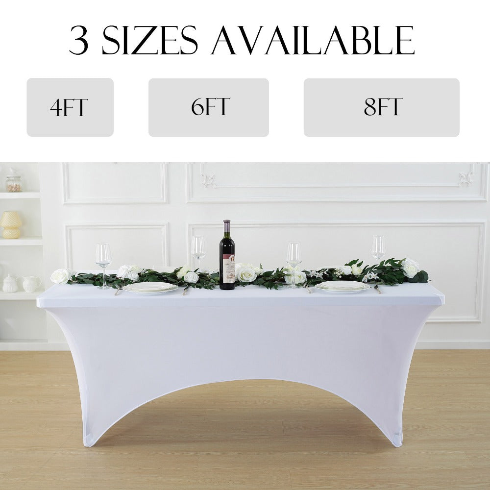 Spandex Tablecloth Stretch Table Cover Fitted Rectangle Table Cloth for Wedding Party Event 3/5pcs White Black