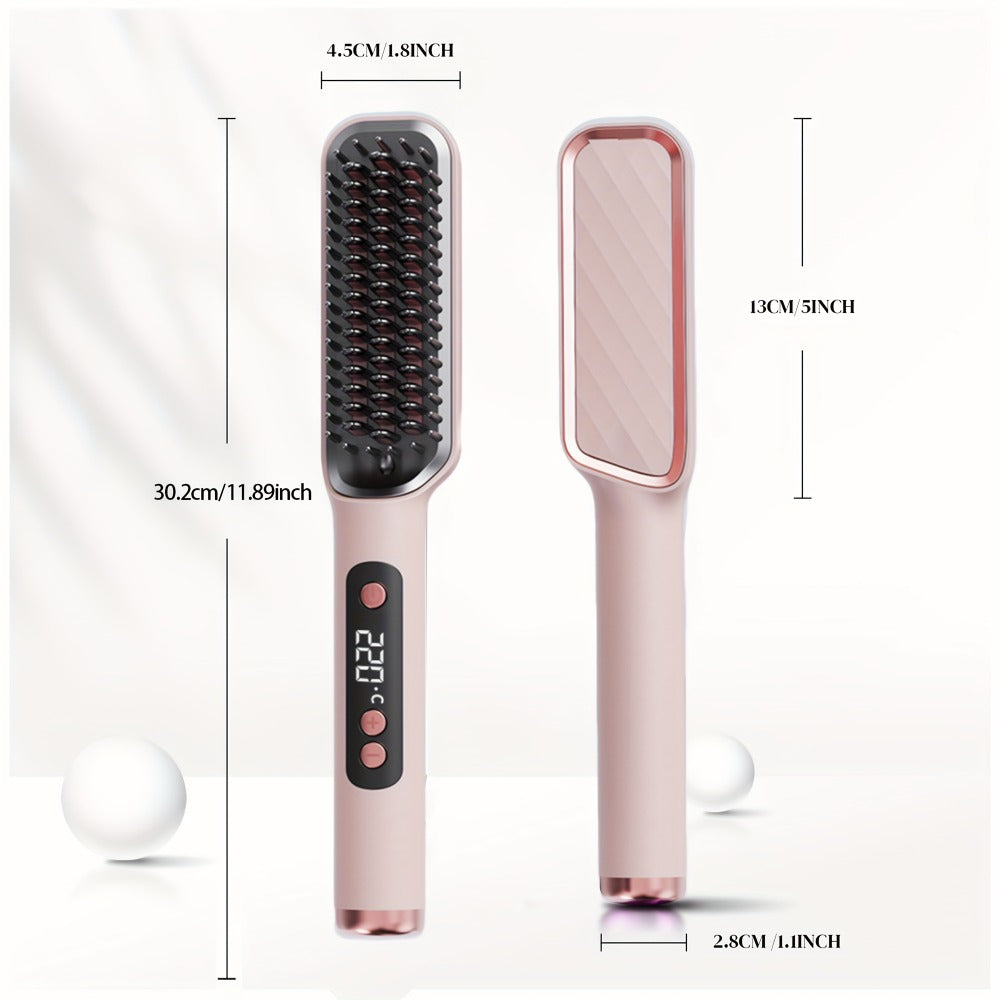 Hair Straightening Brush | 30-60 Sec Fast Heating | 3 Temperature Settings | Wide-Spaced Smooth Glide Teeth | Tangle-Free Anti-Winding Anti-Damage | Professional Hair Straightener Comb Gift for Women