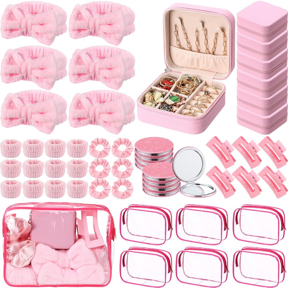 Spa Party Favors Set 48pcs for Women ¨C Sleepover Party Supplies with Headband, Wristband, Scrunchies, Hair Clip, Jewelry Case, Makeup Bag & Mirror, Bridesmaid Proposal Gift, Girls Night Return Gifts