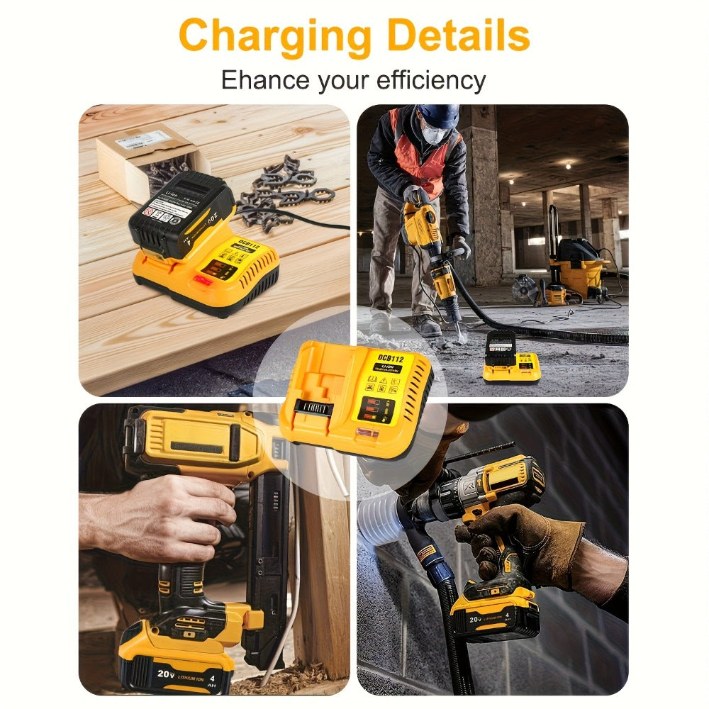 Battery Charger for DeWalt 12V 20V Max Rapid Charger Compatible with DCB120 DCB126 DCB200 DCB201 DCB208 DCB606 DCB609 DCB612 18V 20V Power Tool Battery Charger
