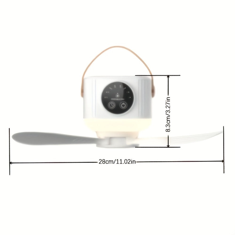 Camping Fan with Light & USB Rechargeable | Portable Outdoor Tent Fan with Tripod Stand, Detachable Blades, Adjustable Speed & Brightness for Camping, Bedroom, Dormitory & Travel Use ¨C Silent Operation