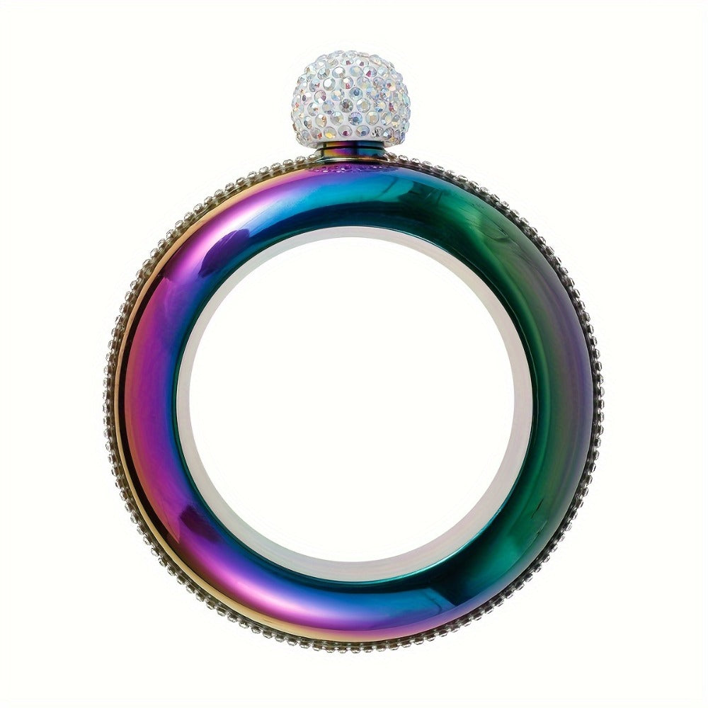 Bracelet Flask for Women, 3.5oz Stainless Steel Bangle Hidden Flask with Rhinestone Lid ¡ª Wearable Portable Liquor Flask for Parties, Concerts & Festivals | Purple, Gold, Silver
