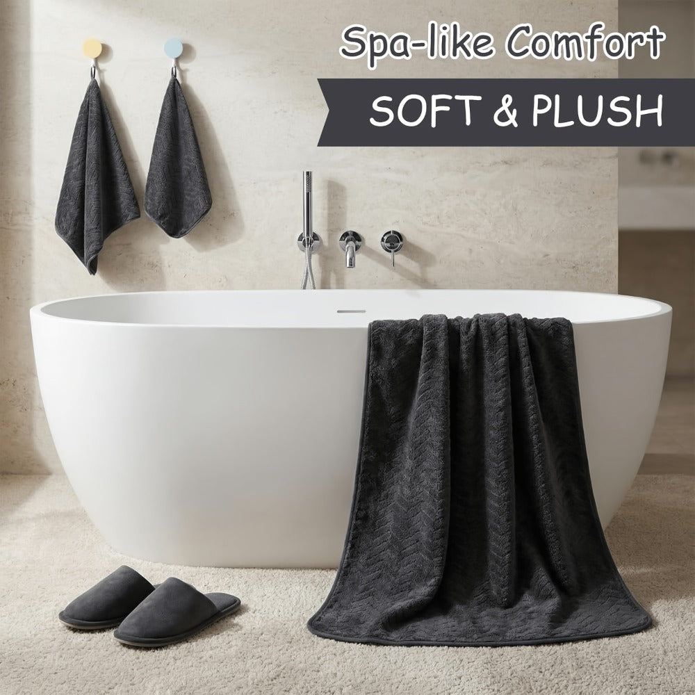Microfiber Bath Towel Set 18/20pcs - Coral Fleece Absorbent Quick Dry Soft Large Bath Towels for Home Bathroom Spa Gift with Washcloths Bath Ball