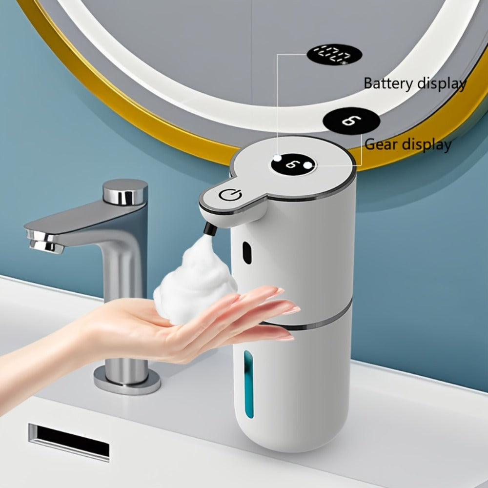 Automatic Sensor Soap Dispenser Foam Type 6 Gear Digital Display - Rechargeable Touchless Large Capacity Countertop or Wall Mount | Black White | Kitchen Bathroom Restroom Hands Free