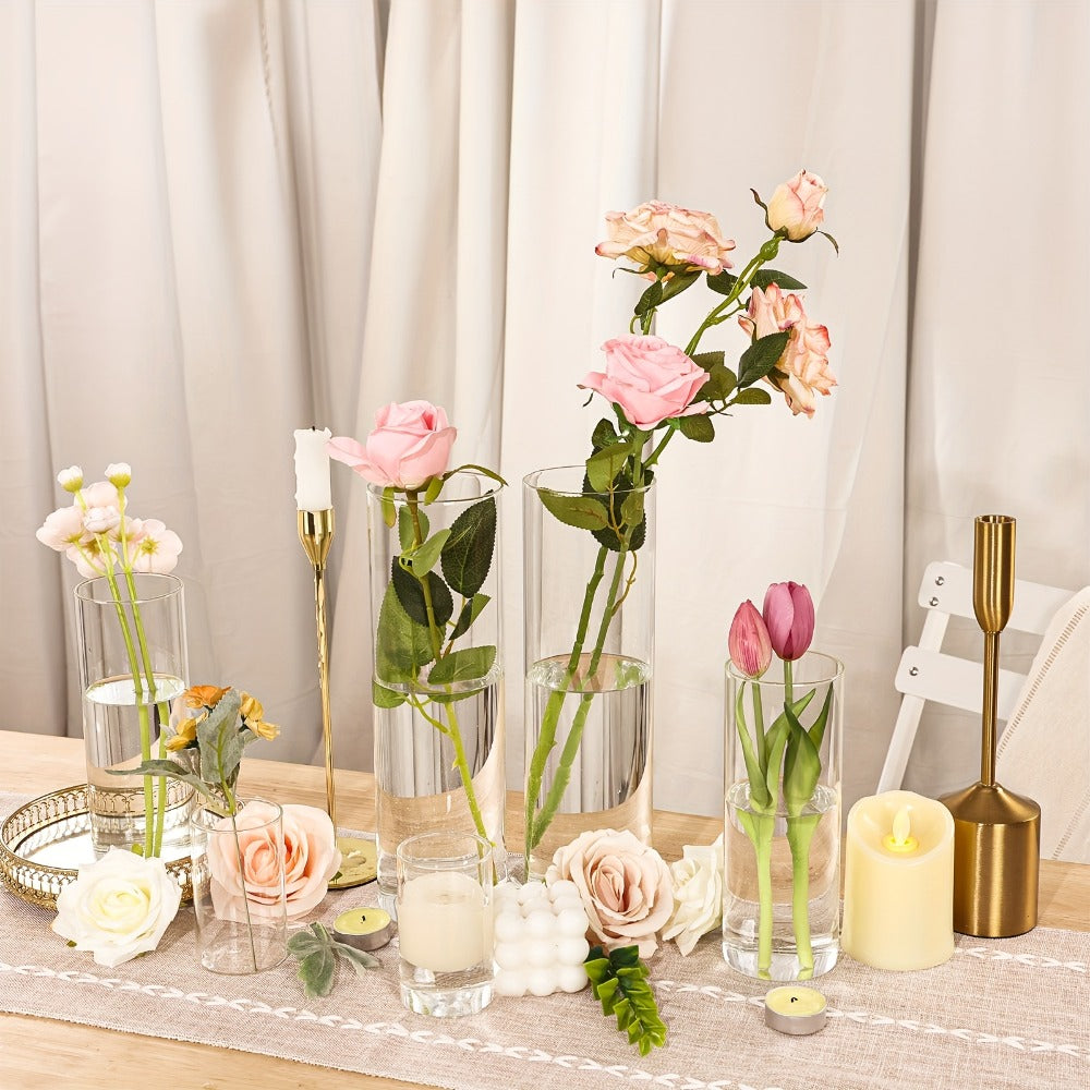 Clear Glass Cylinder Vases 18 36pcs - 4 8 12 Inch Tall Multiple Size Flower Vase for Wedding Centerpiece Table Party Hurricane Floating Candle Holder Home Decor Shelf