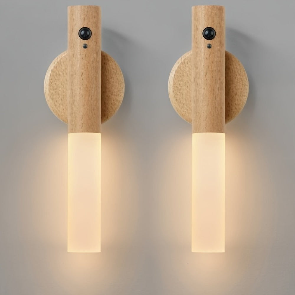 Motion Night Light Rechargeable LED ¨C IPX4 Waterproof Wood Grain & Walnut Under Cabinet Step Lamp for Staircase, Hallway, Wardrobe, Closet & Indoor Walls (2 or 4 Pack)