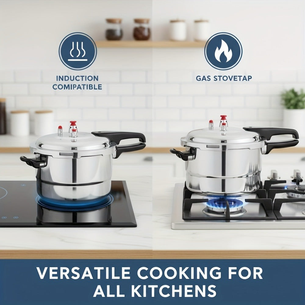Aluminum Pressure Cooker Stovetop - 4.5Qt & 8Qt with Exhaust Valve & Multiple Safety Protections, Compatible with Gas & Induction Stoves, Canning Rack Included, Family Meals & Catering