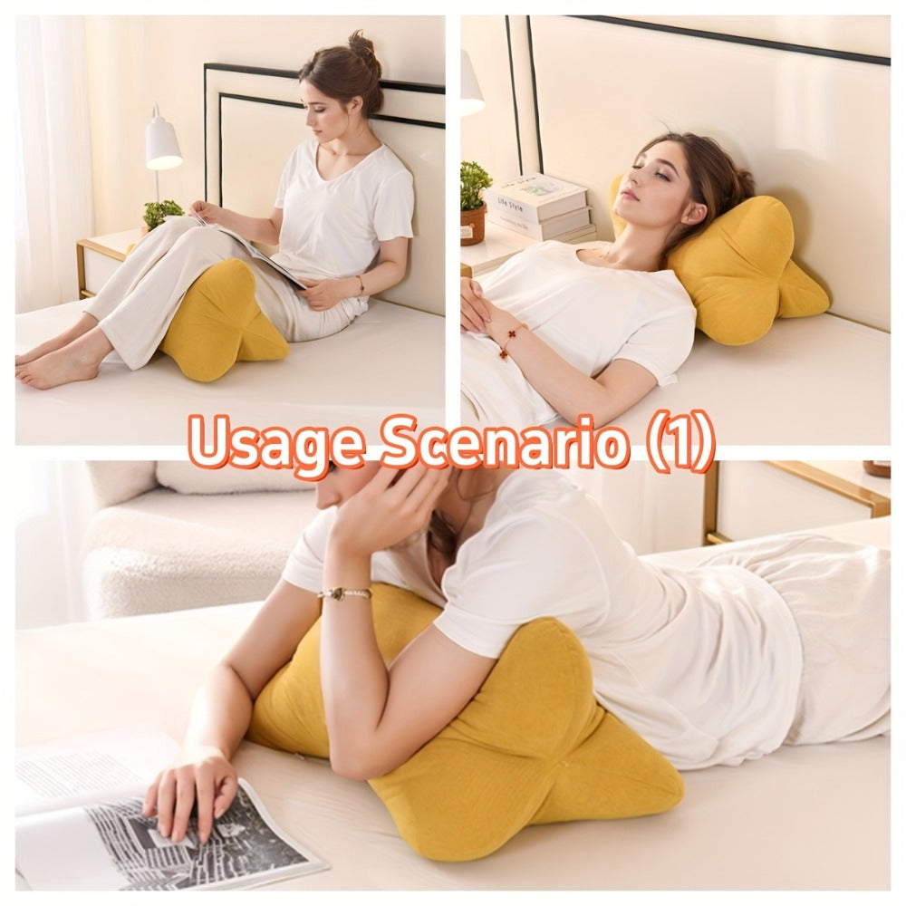 Triangular Lumbar Support Pillow Chenille, Soft Breathable Back Cushion with Hidden Zipper for Office Chair Sofa Bed, Lightweight Washable Wedge Pillow for Neck Back Support