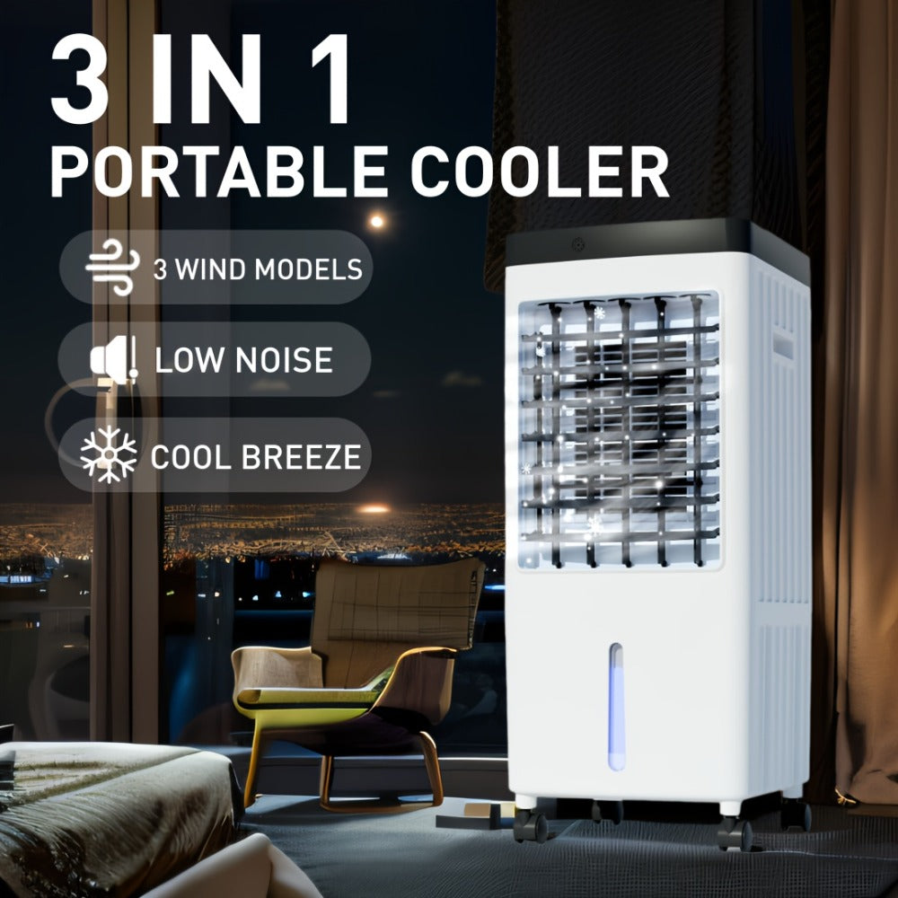 Portable Air Conditioner Evaporative Air Cooler with Remote, 40Hrs Cooling, 2.6 Gal Tank, 3 Speeds, Windowless AC Unit for Room, Personal Space Cooler Fast Cooling