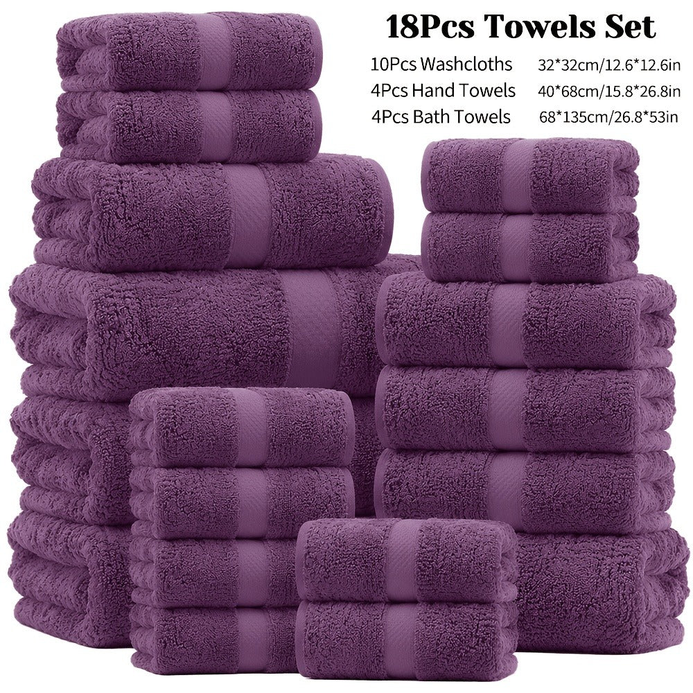 Bath Towel Set 450GSM Soft Absorbent - 12 16 18 Piece Cotton Blended Solid Color Bathroom Towels Set for Bath Hand Face | Hotel Spa Quality | Travel Shower Home | Multiple Colors & Sizes Available