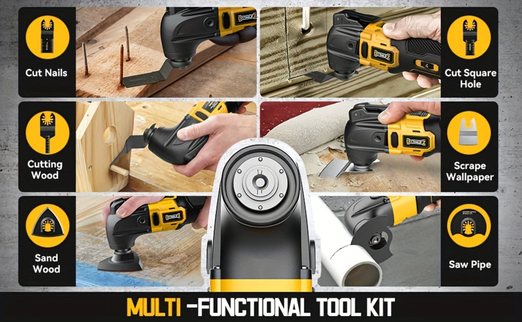 Oscillating Multi Tool Brushless Cordless Compatible with DeWalt 20V / 18V Battery ¨C 21000 OPM Variable Speed, 4.5¡ã Oscillating Angle, Anti-Vibration, Wood Cutting Blades & Sanding Pads (Battery Not Included)