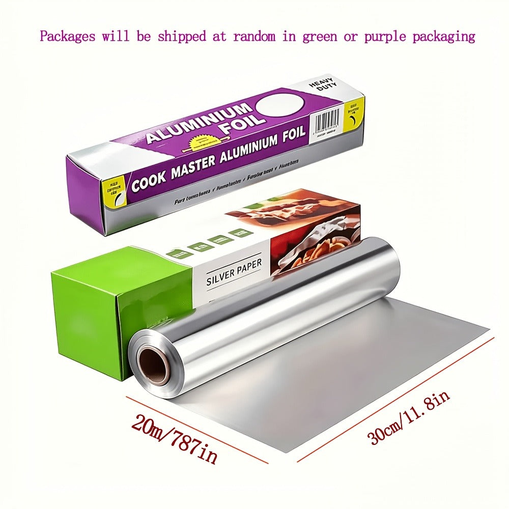 Aluminum Foil Roll Extra Long 787.4 Inch Heavy Duty ¨C Heat Resistant Waterproof Oilproof Tin Foil for Cooking Baking Grilling BBQ | Disposable Kitchen Foil Wrap for Oven Picnic Food Storage Silver