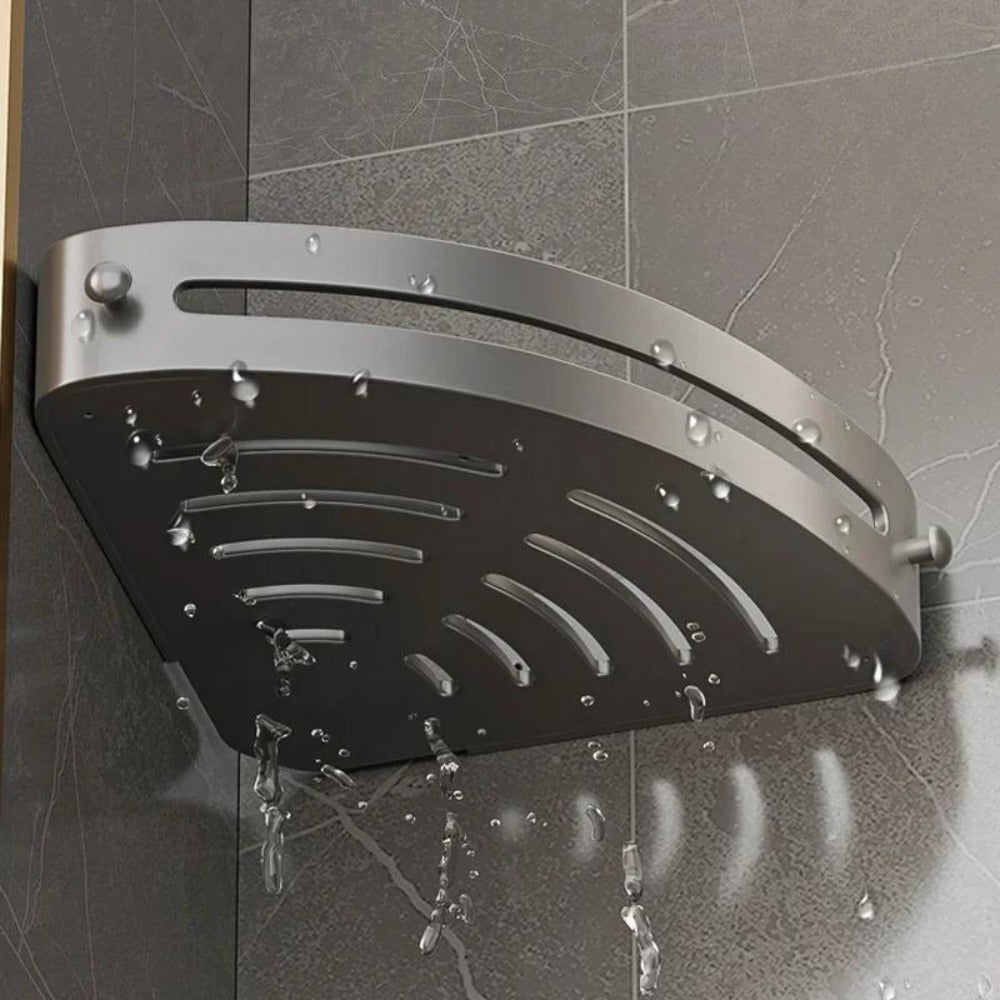 Corner Shower Shelf 2-Layer Nail-Free Bathroom Caddy ¨C No Drill Plastic Shampoo Holder & Organizer for Shower, Bathtub & Bathroom Wall | Drainage Design, Strong Load-Bearing