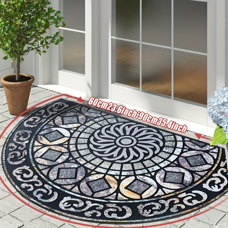 Outdoor Door Mat Heavy Duty Non-Slip Welcome Mat for Front Door Entrance Patio Porch, Durable Low-Profile Rug, Multiple Colors & Sizes, Light Blue Brown Dark Blue Gray Rainbow