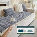 Bohemian Quilted Sofa Cover with Ruffles - 300GSM Shu Velveteen Anti-Slip Pet Friendly Machine Washable Plush Slipcover for Loveseat 3-4 Seater Sectional Sofa, 5 Colors