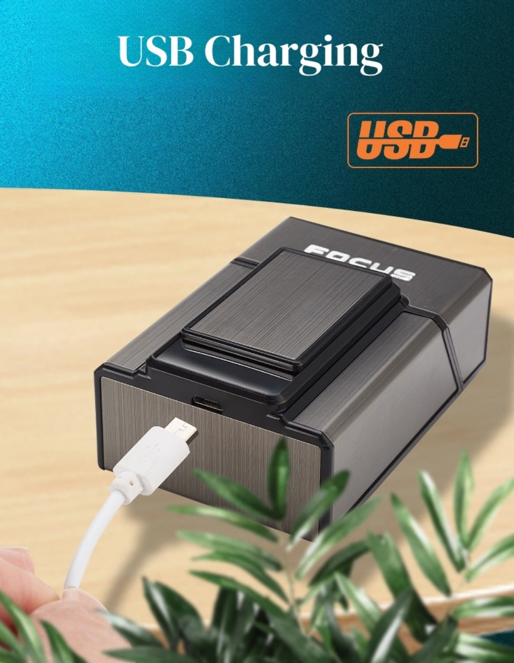 Cigarette Case with Built-in USB Rechargeable Lighter, Tungsten Filament Windproof Electric Igniter, One-Button Pop-Up, Holds 20 Cigarettes, Compatible with Soft & Hard Packs ¨C Travel Cigarette Holder