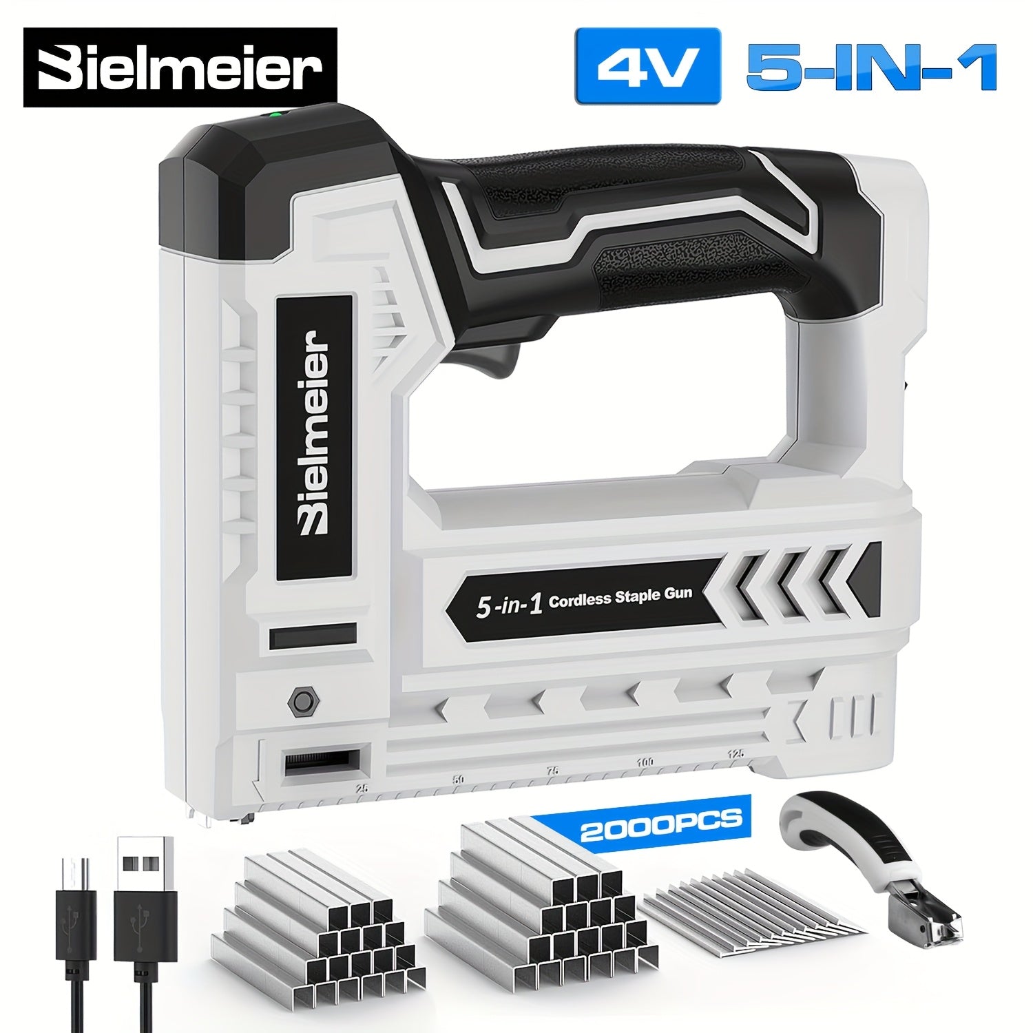 Cordless Stapler Nailer 2-in-1, 20V/4V Brad Nailer Without Compressor, Lightweight with Safety Striker Guard, Battery & Charger Included, 1600/2000 Nails & Staples, for Carpentry, Upholstery & DIY Projects
