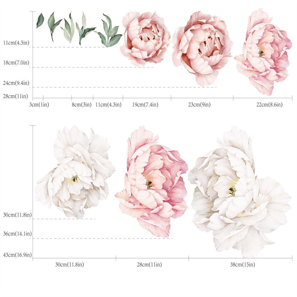 Peony Flower Window Glass Sticker ¨C Anti-Collision Waterproof Decorative Glass Film, European Floral Wall & Window Decal for Home Decor, 17.7 x 47.2 Inches (2 Styles)