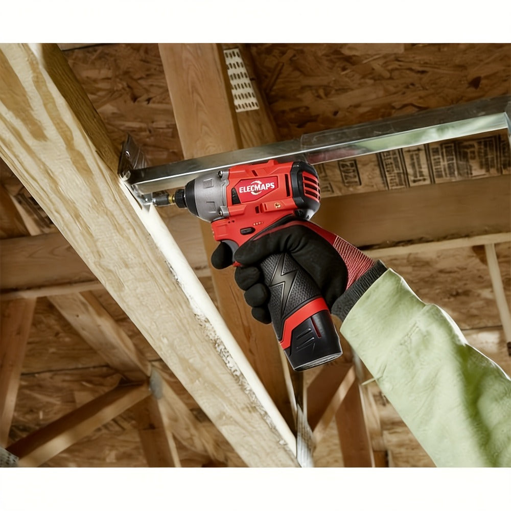 ELECMAPS Cordless Brushless Impact Driver 1/4 Inch ¨C Compact Portable Power Tool for Tight Spaces | Great Gift for Men