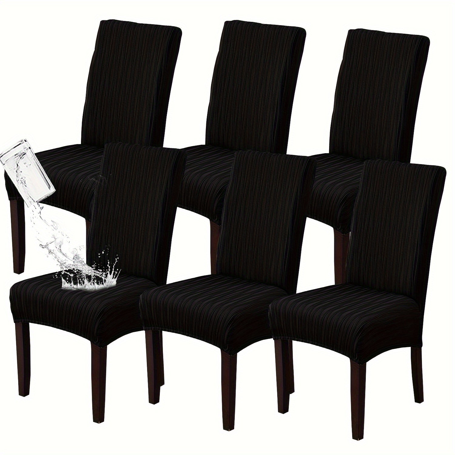 Dining Chair Covers Stretch Slipcovers Set of 4 or 6, Stain Resistant Removable Washable Chair Protector for Home Kitchen Restaurant Wedding, Spandex Jacquard Fabric, 7 Colors Available