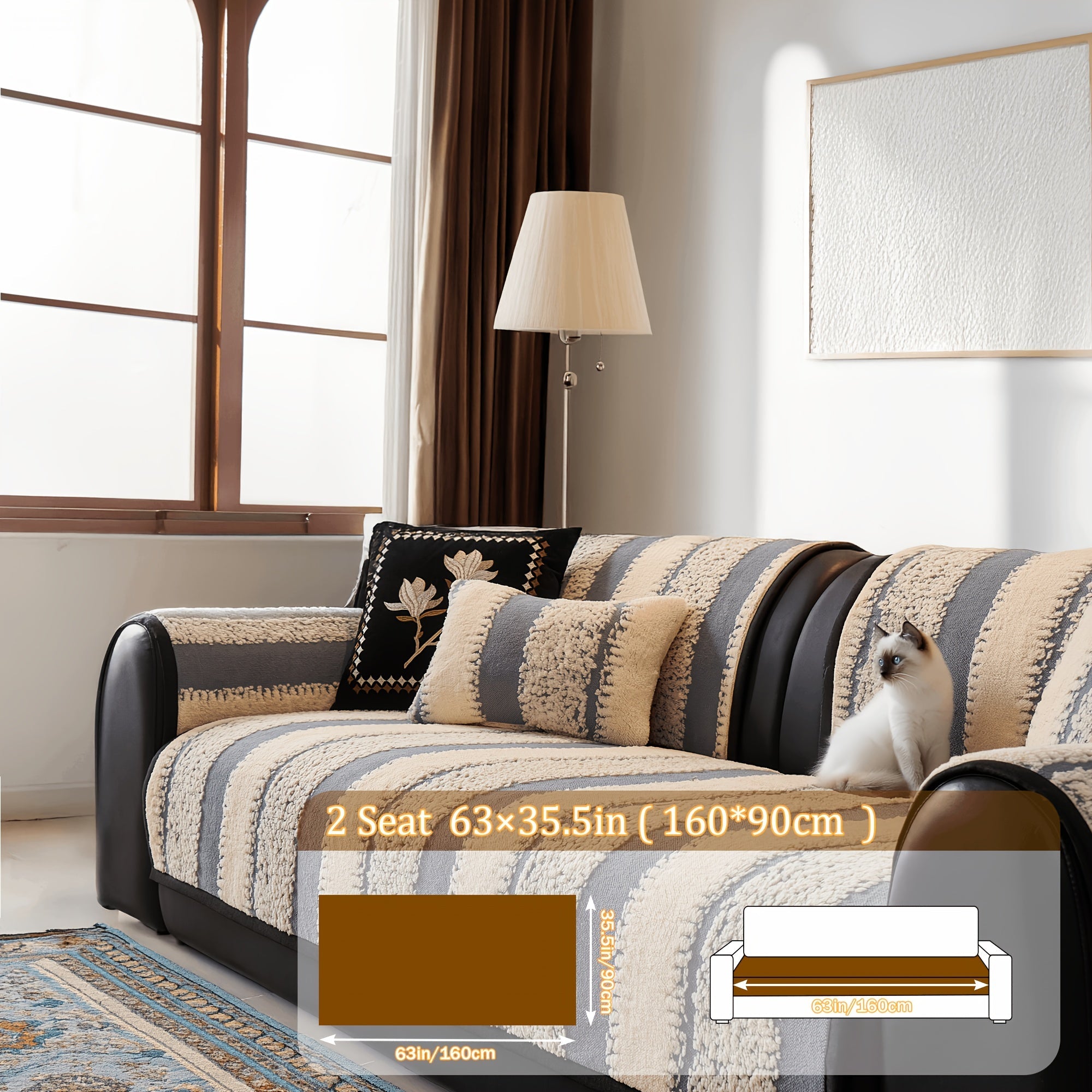 Sofa Cover Plush Non-Slip Washable Sectional Couch Slipcover Soft Durable Furniture Protector for Pets Cats Dogs 2 3 4 Cushion Sofa L-Shape Modern Sofa Pad Warm Sitting Cover All Seasons Black Gray Brown