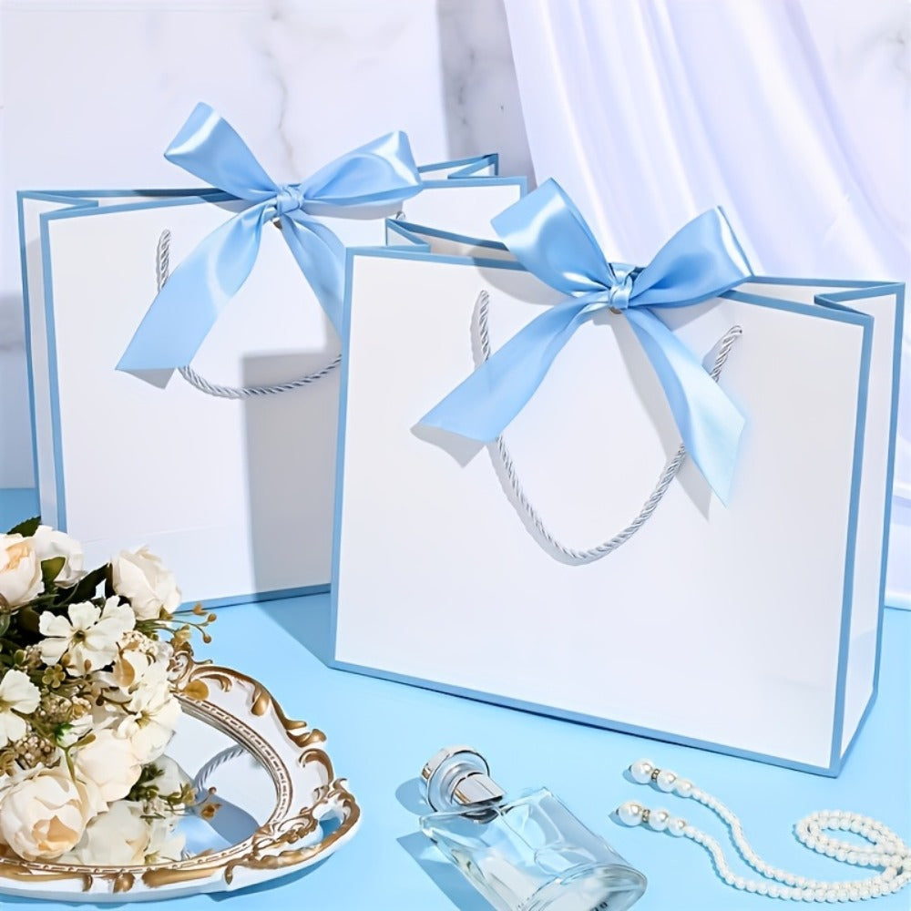 Gift Bags with Handles for Party Favors - Butterfly Ribbon Thank You Bags Wedding Baby Shower Birthday Bridesmaid Housewarming Autumn Celebration Elegant Packaging 12 24 36pcs
