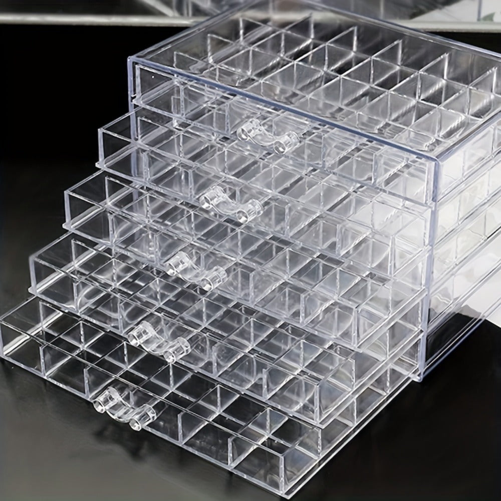 Jewelry Storage Box 5-Layer Drawer Organizer ¨C Transparent Nail Art Accessory Storage Container for Earrings Rings Necklaces Beads 120 Cells